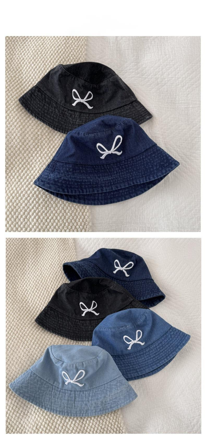 New Korean Ins Bow Embroidered Denim Fisherman Hat For Women's Spring And Summer Fashion Travel, Sun Protection And Sunshade Basin Hat_voghion.com