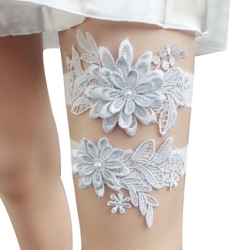 Light Blue Flower Accessories Bow Wedding Rings Foot Jewelry Bride Socks_voghion.com