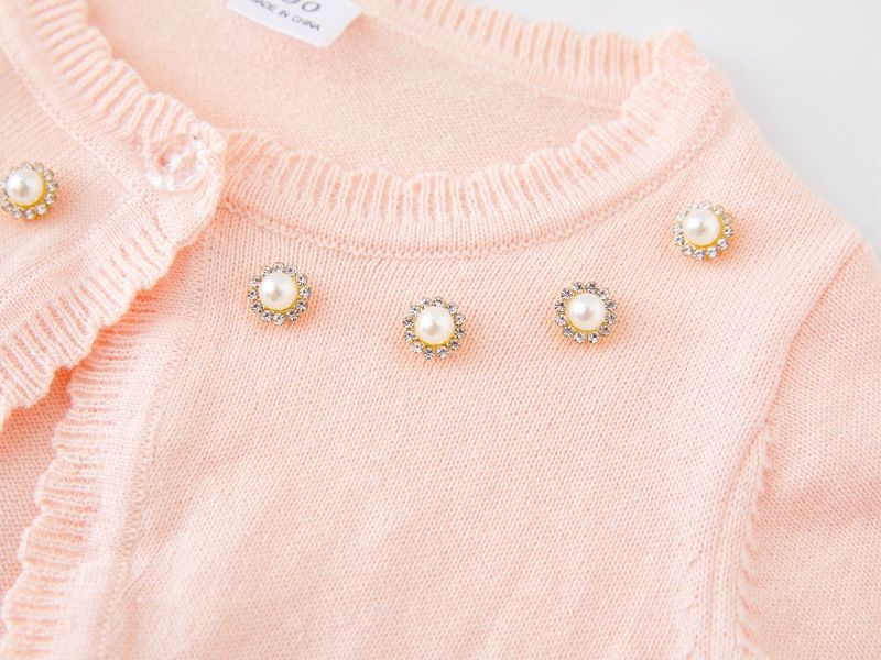 Mit Glitzer verzierte Strickjacke für Mütter und Kinder für Mädchen – Langärmliger Pullover mit offener Vorderseite aus weicher Baumwollmischung, perfekt für Kleider und formelle Anlässe_voghion.com