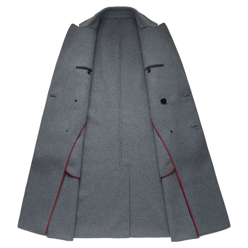Autumn Winter New Men High-end Double-breasted Handmade Double-sided Woolen Simple Wool Trench Coat Xz338_voghion.com