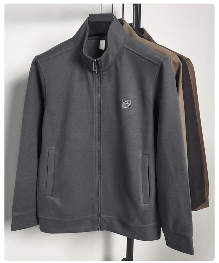 Premium Langarm-Sweatshirt mit Reißverschluss für Herren – Herbstlicher Polyesterpullover mit minimalistischem Buchstabendruck, verdickte Freizeitjacke_voghion.com