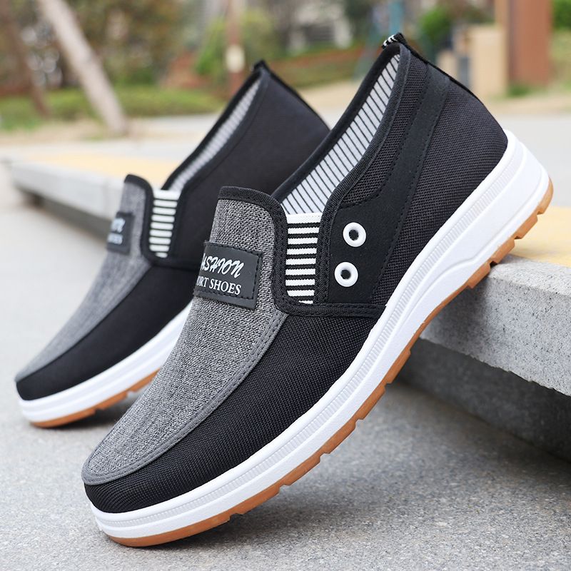Zapatos casuales de caña baja de tela antigua de Beijing para hombre, zapatos de trabajo_voghion.com