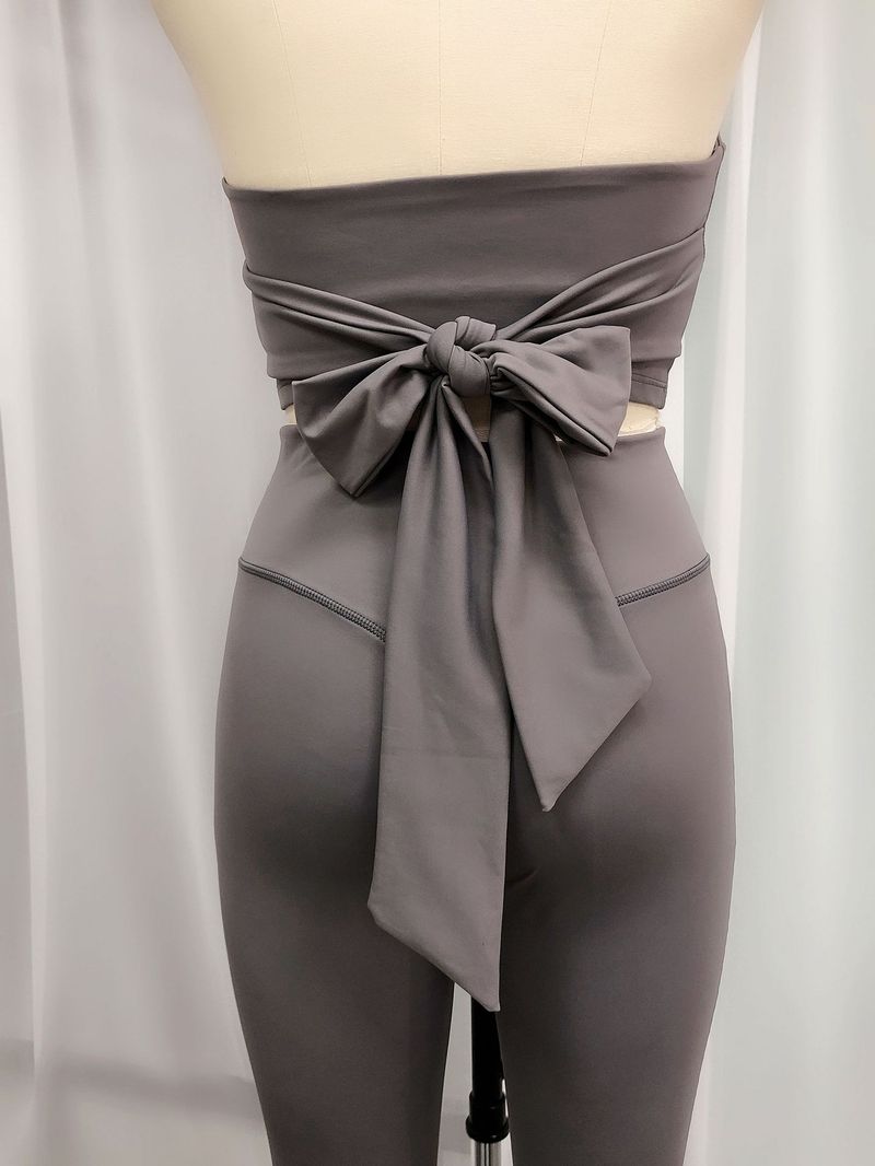 Backless Halter Neck Bowknot Sports Yoga Vest Brushed High Elastic Hip-Showing Fitness Training Pants Set_voghion.com