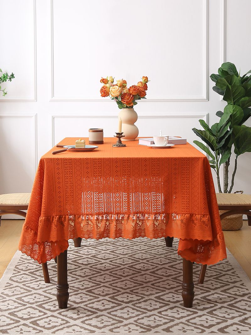 Polka Dot Lace Tablecloth – Stylish & Durable Polyester Table Cover With Anti-Slip Backing (140x100cm To 140x260cm, 5 Colors, Dustproof & Decorative)_voghion.com