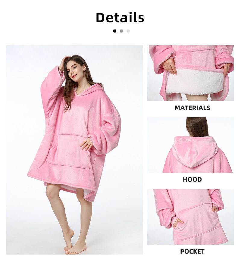 Lazy clothes, solid color large size sweatshirts for couples, thickened cold-proof clothes, warm hooded outer wear, pajamas, home clothes_voghion.com