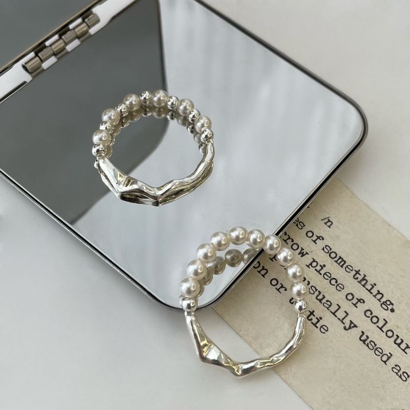 S Pure Silver Shijia Pearl Elastic Live Room Welfare Simple And Gentle Stacked High Grade Sensory Ring_voghion.com