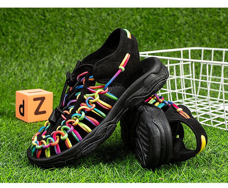 New woven mid-top men's plus size children's beach shoes Roman sandals_voghion.com