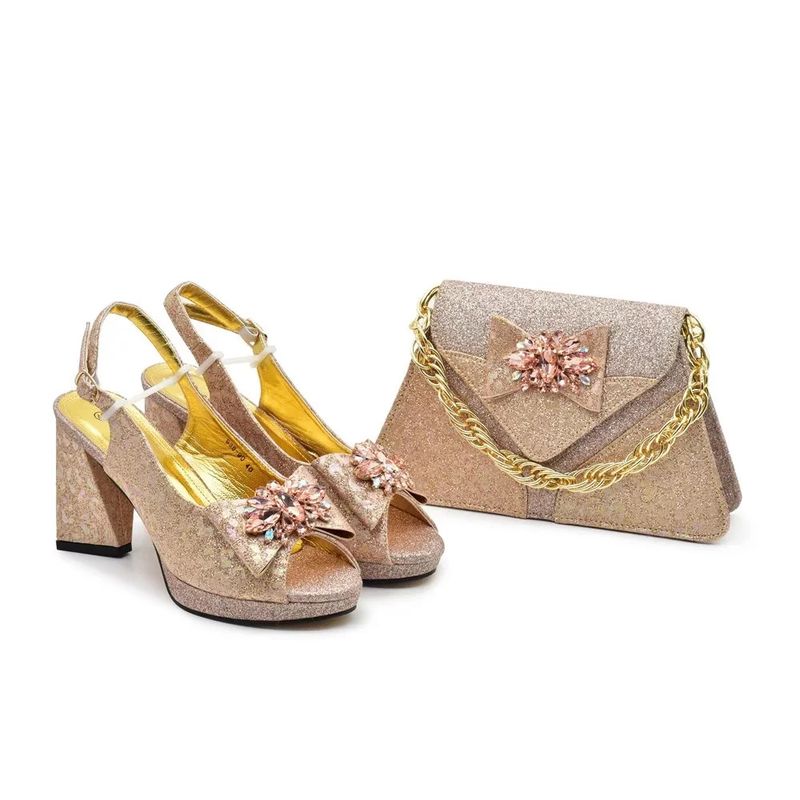 Shoe bag matching fabric splicing leopard print road wedding party formal wear daily commute_voghion.com