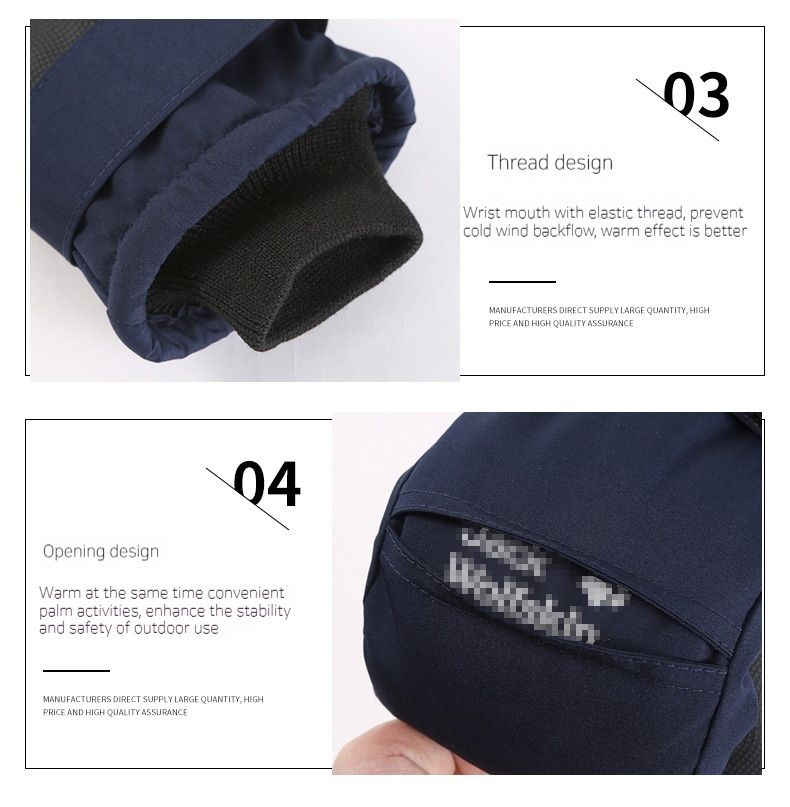 Winter Cold Proof Gloves, Skiing Mountaineering Windproof With Thick Velvet, Solid Color Wrist Protection Gloves For Men_voghion.com
