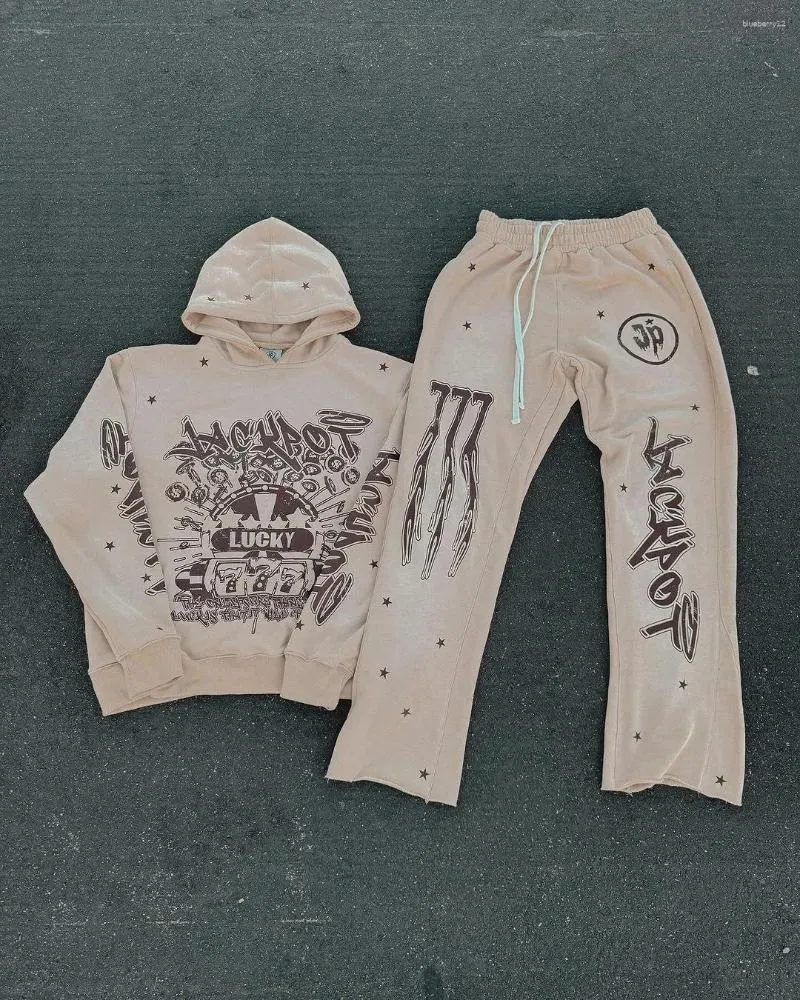Felpe con cappuccio da uomo Felpe e pantaloni da tuta da uomo gotici Due pezzi Pantaloni casual invernali Tracuit Set di abbigliamento sportivo Y2k Streetwear_voghion.com