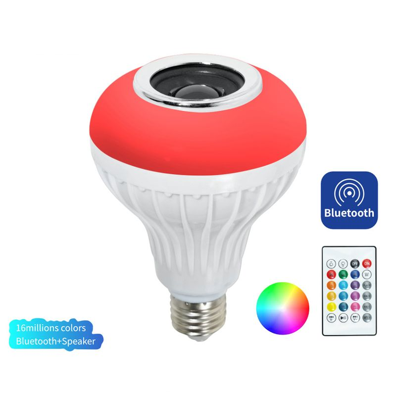 Hitech Kablosuz Bluetooth uyumlu E27 LED Ampul Müzik Çalma Lambası Uzaktan Kumandalı_voghion.com