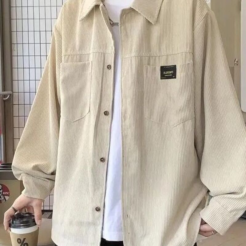 Velluto a coste di alta qualità per uomo, marchio alla moda per primavera e autunno, stile Ins, elegante giacca-camicia a maniche lunghe_voghion.com