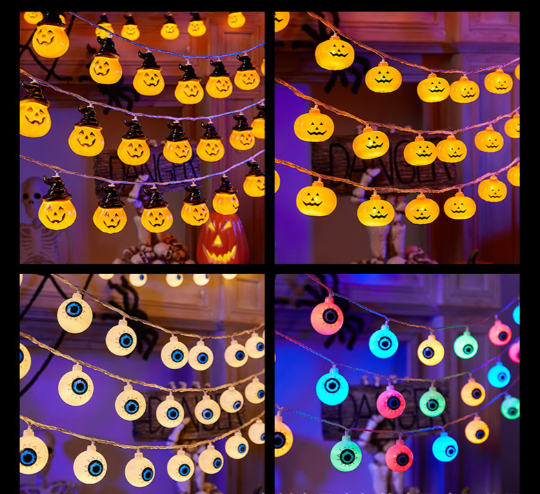 Halloween LED Pumpkin Ghost Eye Bat Small Colorful String Atmosphere Decoration Lights_voghion.com