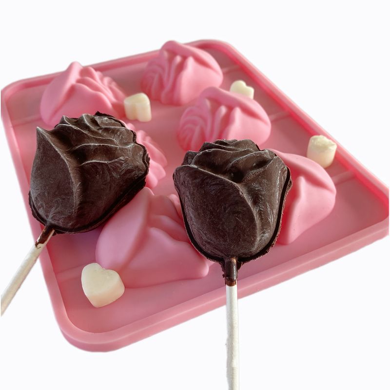 Lot de 2 moules en silicone antiadhésifs en forme de rose 3D pour la cuisson de gâteaux et de desserts, résistants aux hautes températures, décorations de chocolat pour la Saint-Valentin_voghion.com
