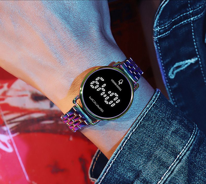 Orologio sportivo digitale da uomo e da donna con cinturino in acciaio inossidabile, impermeabile, display 24 ore e design minimalista. Orologio digitale semplice._voghion.com