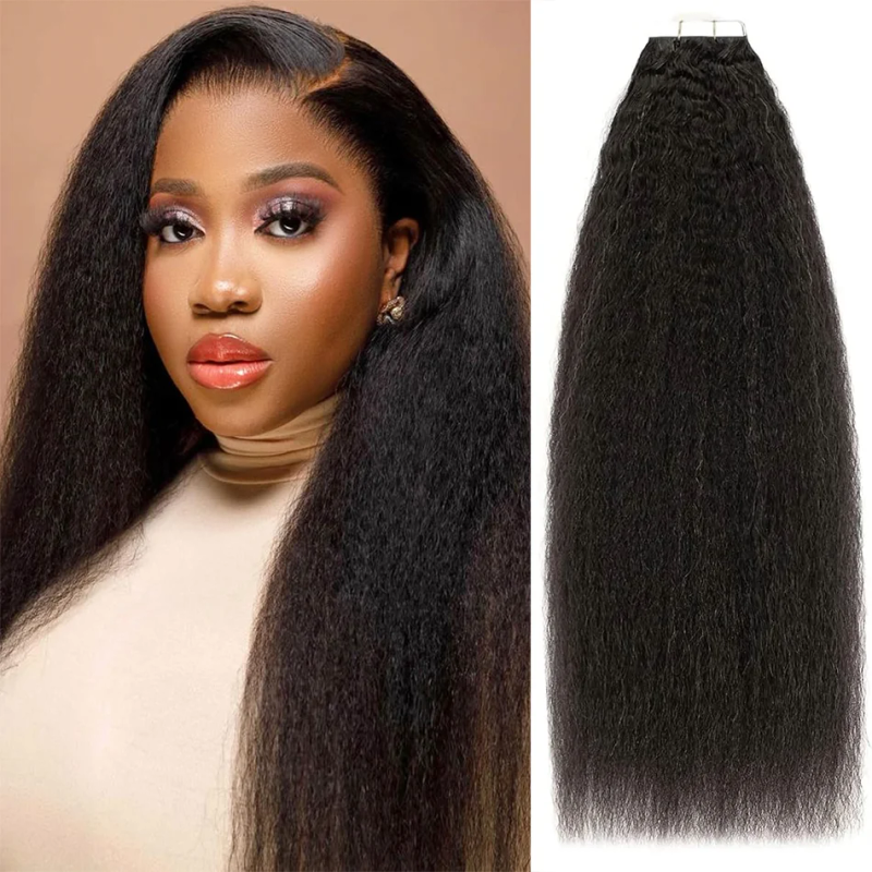 Tape In Hair Extensions Natuurlijk Menselijk Haar 20st/Pack Europees Remy Kinky Straight_voghion.com