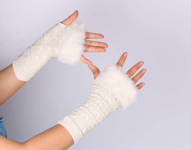 Men's Gloves Butterfly Pattern Plus Wool Gloves New Style Knitted Gloves Half Finger Computer Gloves Wool Mouth Warm_voghion.com