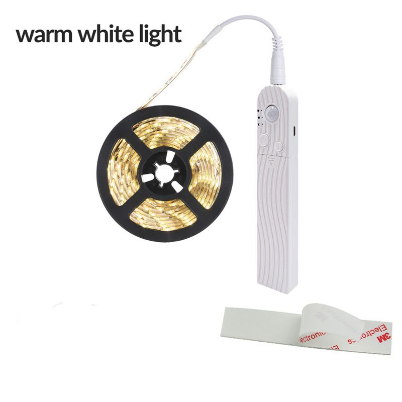 Tira de luces LED con sensor de movimiento, alimentada por USB y batería, 60 LED/m, detección de 120° para armarios, escaleras y gabinetes (longitud personalizada de 0,5 a 5 m)_voghion.com