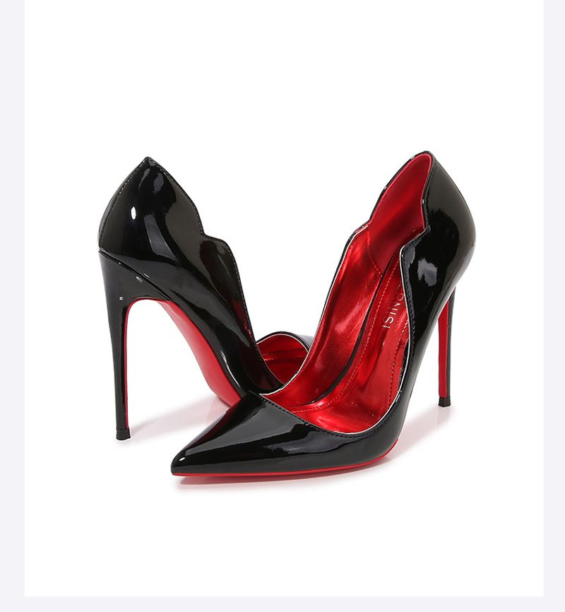 European And American Nightclub Cross-dressing Prom High-heeled Women's Stiletto Sexy Black Bed Pointed Toe Size French_voghion.com