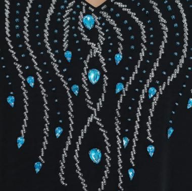 Handverziertes Abaya-Kleid für Damen – Elegantes Langarm-Maxikleid im Dubai-Stil mit Strass-Details (BA405) – Übergröße in Schwarz erhältlich_voghion.com