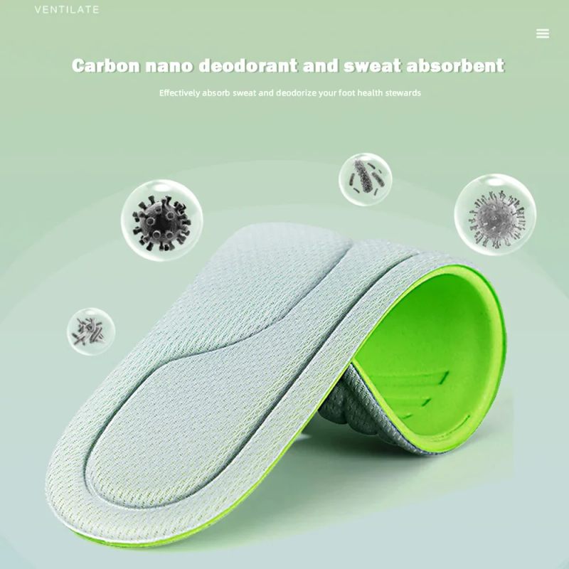 10pcs Memory Foam Orthopedic Insoles Shoe Pad Men Women Nano Antibacterial Deodorization Insole Sweat Absorption Running_voghion.com