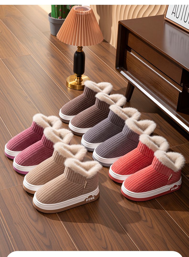 Stivali da neve da donna con suola spessa, nuovo stile invernale, foderati in pile, spessi, caldi, chiusi sul retro, pantofole in cotone, adatti_voghion.com