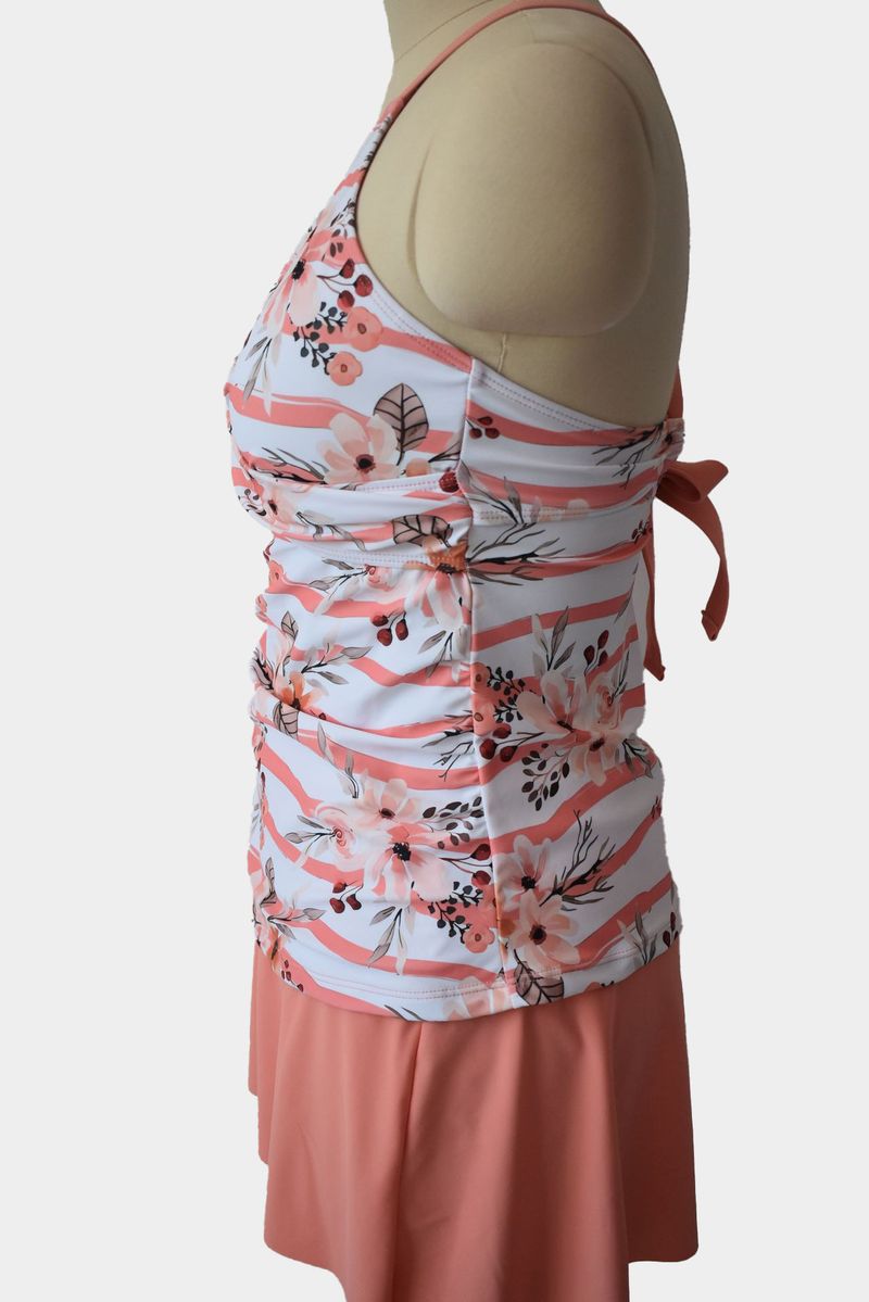 Traje de baño para mujer, conservador, que cubre el vientre, adelgazante, estampado, falda dividida_voghion.com