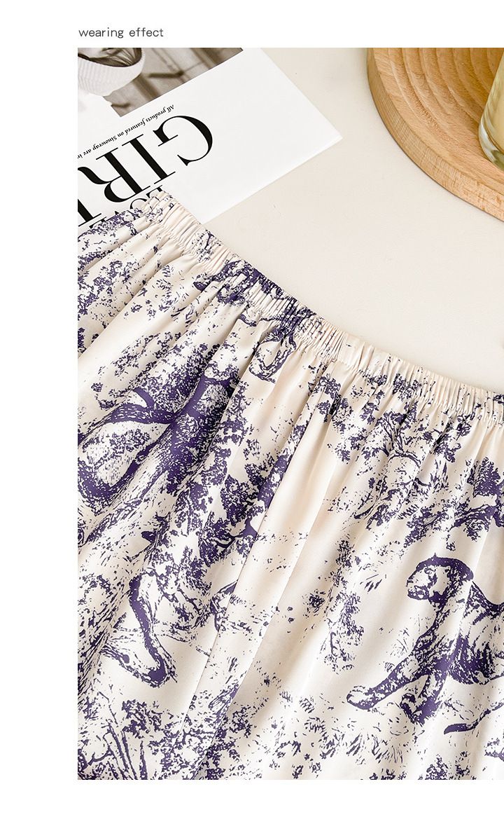 Pigiama da donna con stampa a inchiostro, pigiama estivo da donna in seta ghiacciata, a maniche corte, di alta qualità, per celebrità di Internet, piccolo, fresco e semplice, per la casa._voghion.com