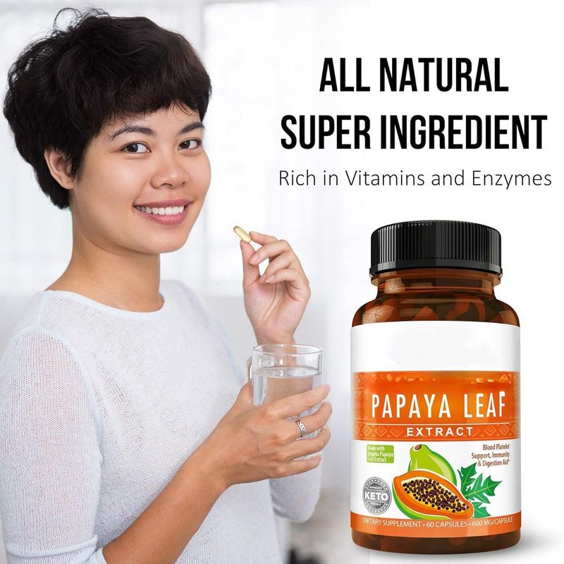 2 Pieces Packed Together Foreign Trade Cross-Border Export Papaya Leaf Capsules 60 Pieces In Stock_voghion.com