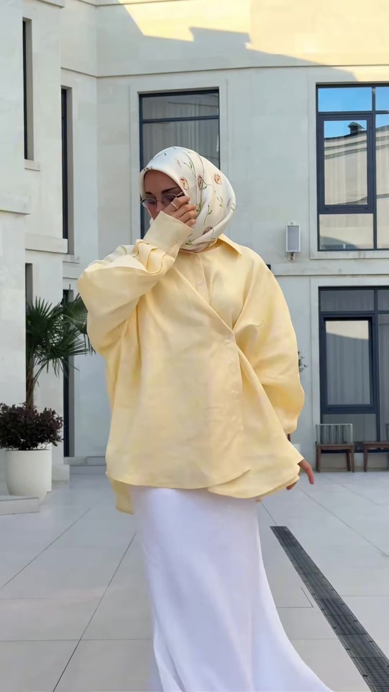 Ensemble deux pièces confortable pour femme arabe, haut ample à manches longues et jupe longue_voghion.com