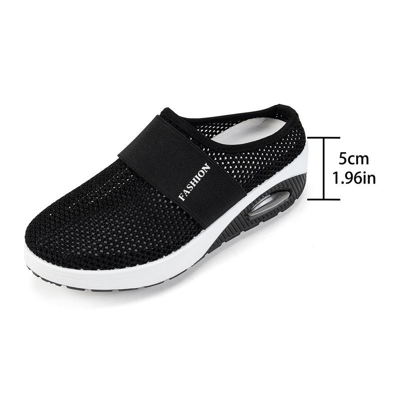 Women's Thick-Soled Half-Slip Soft Sole Non-Slip Slip-On Beach Sandals Plus Size Cushion Shoes_voghion.com