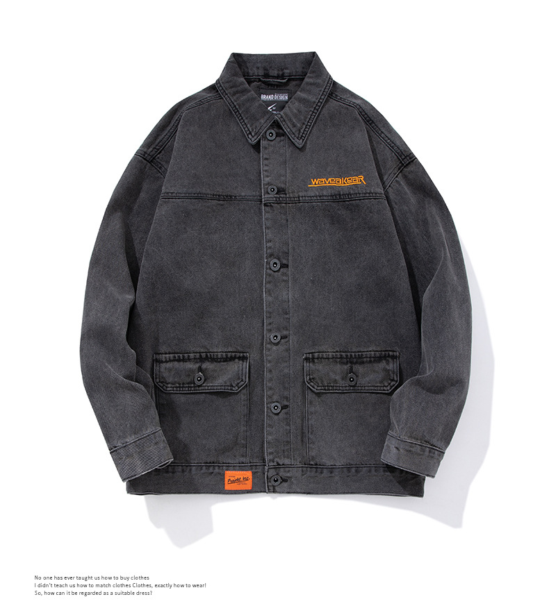 Lässige, dreidimensionale, aufgesetzte Tasche für den Winter, einreihige, jugendliche, gewöhnliche, graue, lockere Jacke aus Baumwolle für den Winter_voghion.com