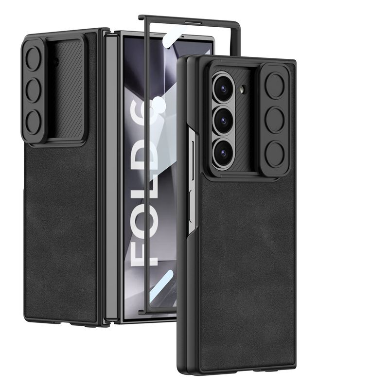 Applicable to Samsung Galaxy ZFold6 folding mobile phone case, push window case, film matte plain leather case, anti-drop mobile phone case._voghion.com