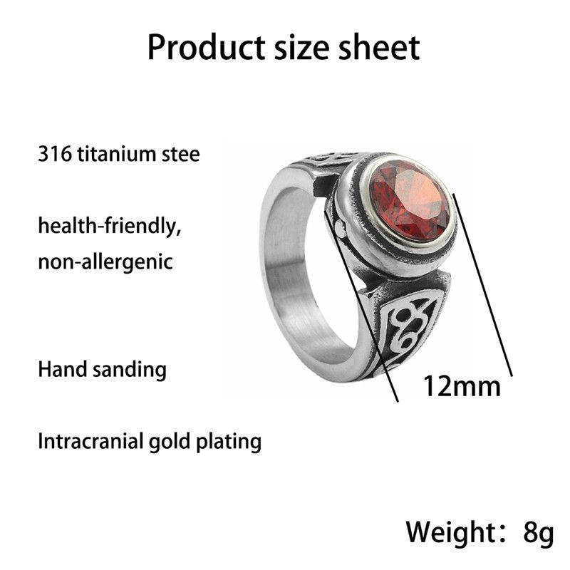 Anello da uomo alla moda in acciaio inossidabile con bordo punk, intarsiato di diamanti in titanio multicolore, dritto_voghion.com