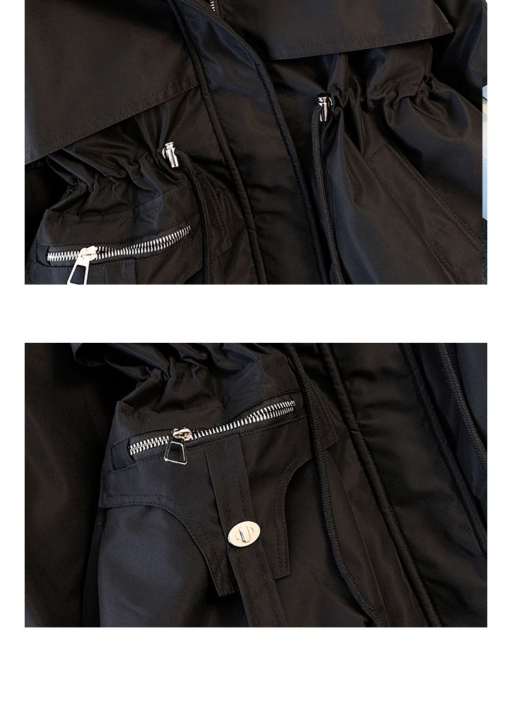 Sweat à capuche mi-long pour femme, coupe cintrée, amincissant, grand col en fourrure avec peluche en coton, grande taille_voghion.com