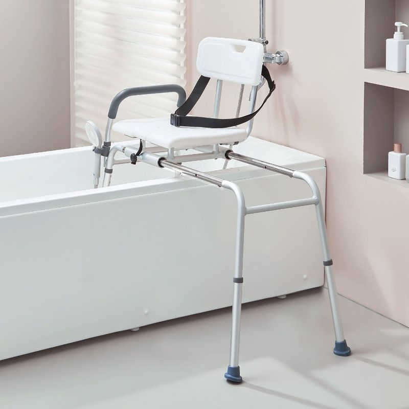 Sedia con schienale, vasca da bagno, sedile scorrevole, panca, doccia reversibile_voghion.com