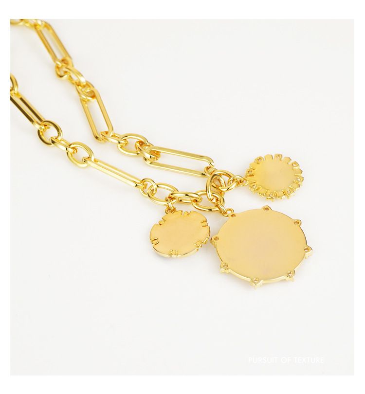 Collier de paysage solaire plaqué cuivre perle design de niche ins hip hop style froid collier de clavicule rouge net femme_voghion.com