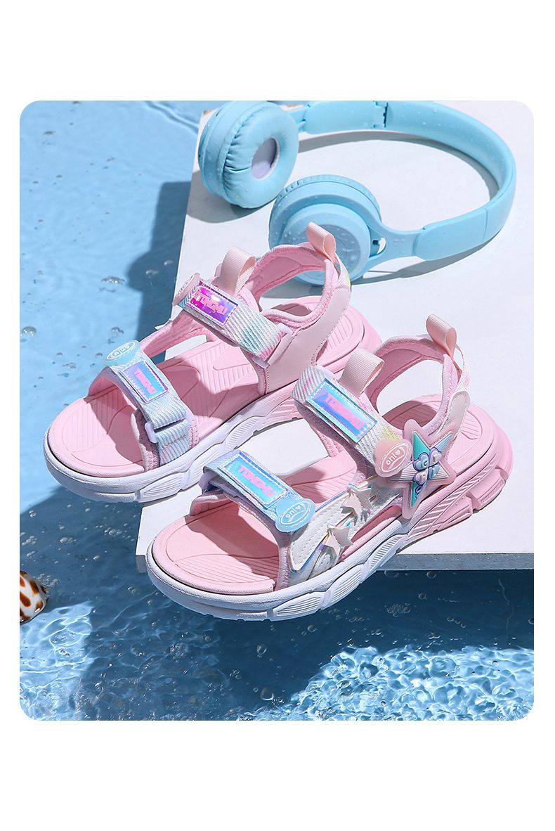 Sandali 2024 Scarpe da spiaggia con suola morbida per ragazze, impermeabili, impermeabili, per studenti medi e grandi, versatili per bambini_voghion.com