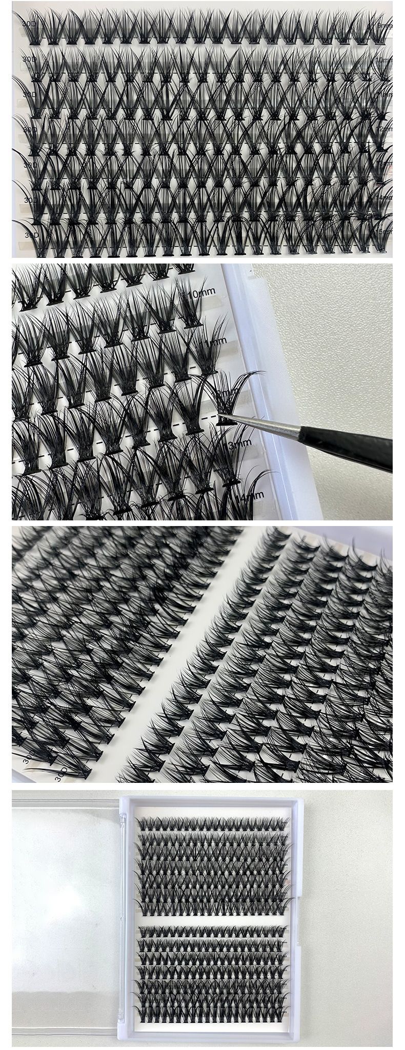 Single cluster 30D/40 hot melt hair 14-row D-curve self-grafted segment false eyelashes_voghion.com