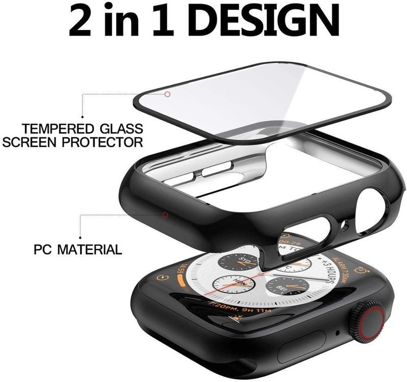 Hard PC Case With Tempered Glass Screen Protector Compatible for Watch_voghion.com