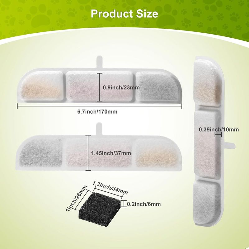 Cartucho para dispensador de água para animais de estimação, filtro de carvão ativado em casca de coco para cães e gatos, grande capacidade e preço acessível_voghion.com