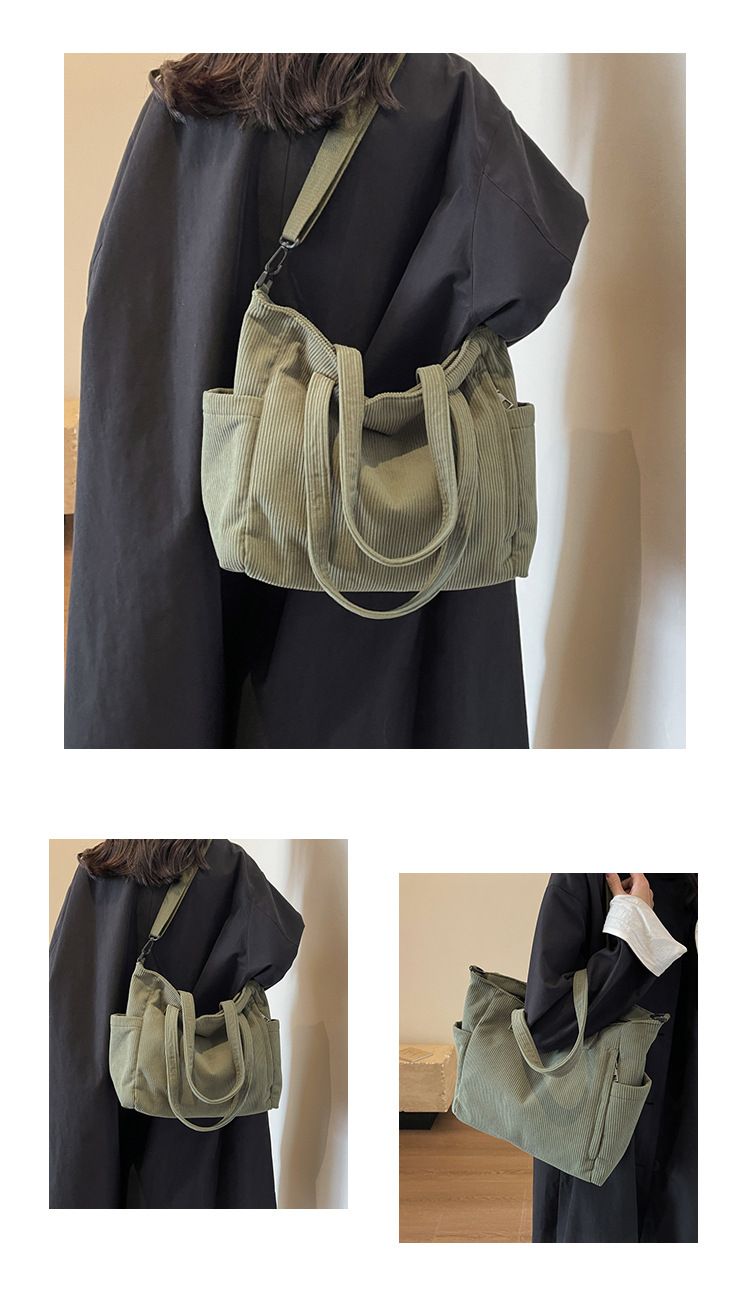 Corduroy for women, large capacity 2024 new autumn winter versatile single shoulder crossbody bag, high-end sensory and_voghion.com