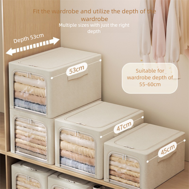 Aufbewahrungsbox für Spielzeug, Hosen und Kleidung mit seitlicher Öffnung, verdicktem Stoff, faltbar, für den Kleiderschrank_voghion.com