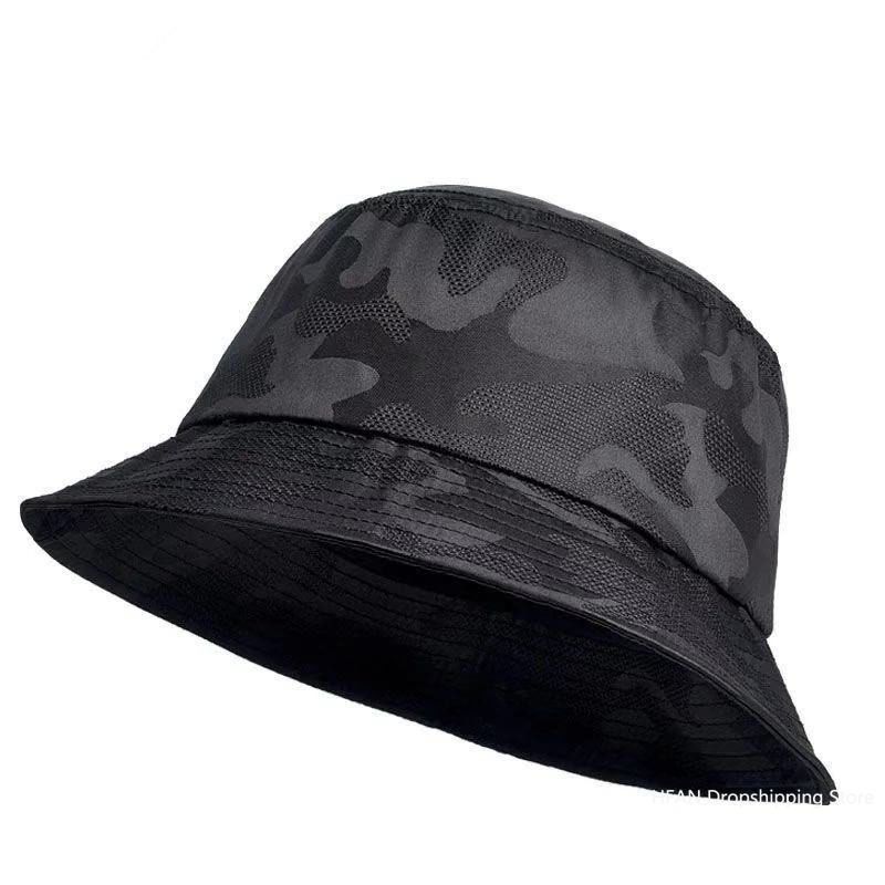 Novedades 2024 Nuevo gorro de pescador para hombre, de doble cara, color negro, con camuflaje, para senderismo, escalada, hip hop, de algodón, para pesca_voghion.com