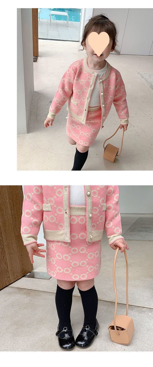 Mädchen Süße Pullover Gestrickte Zwei Stück Set Koreanischen Stil kinder Anzug Rock Baby Modische Frühling Und Herbst kinder kleidung_voghion.com