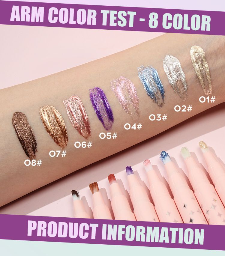 MLSMILE 8 kolorów perłowego cienia do powiek w płynie Soft Brush Diamond High Gloss Liquid Eyeshadow Rotating Lip Gloss_voghion.com