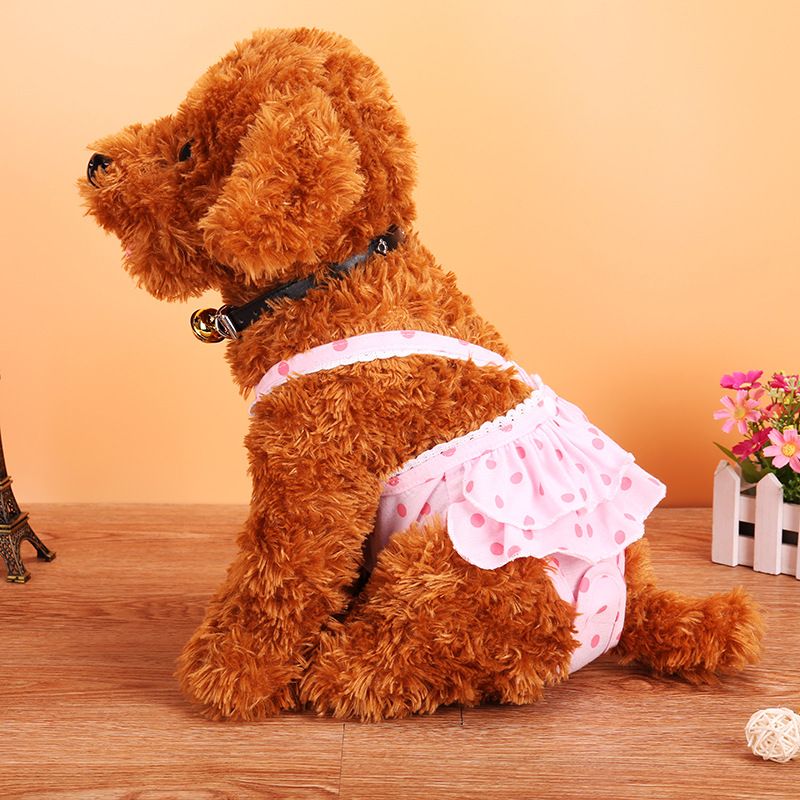 Neu Pet Teddy Menstruations Polka Dot Rock Süße Hosenträger Hund Physiologischen Hosen_voghion.com