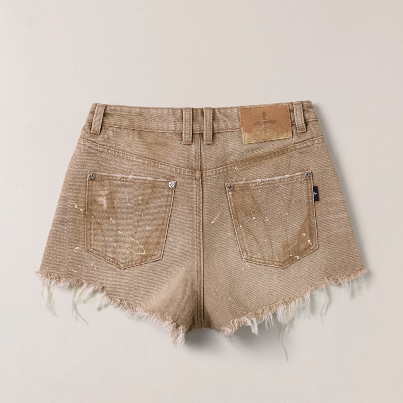 Handmade Vintage Washed Denim Shorts - Mid-Low Rise Distressed Retro Hot Pants For Women_voghion.com