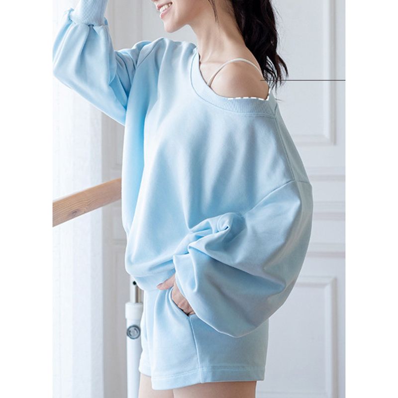 Abbigliamento sportivo da donna, a tinta unita, per autunno e inverno, da corsa, fitness, a maniche lunghe, pantaloncini da yoga, set ampio_voghion.com