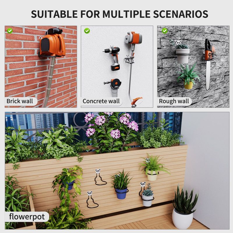 Garage Metal Wall Hanger 8 Installation, Heavy Hook Display Hanger, Used For Garden Tools Water Pipe Storage Tools Bearing Heavy Metal Hooks_voghion.com